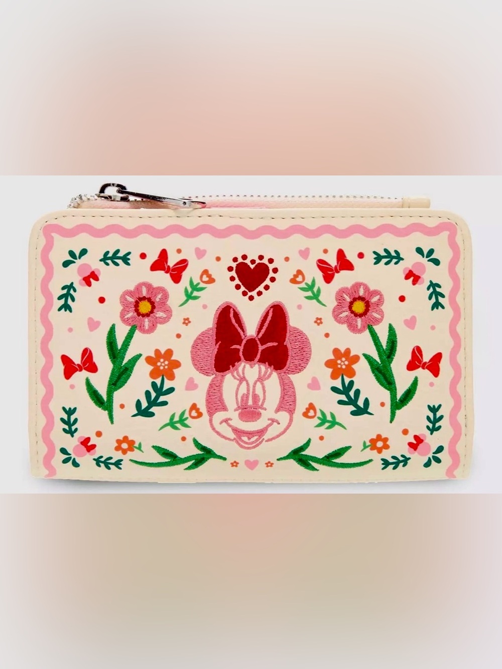 NEW w Tags Loungefly Disney Minnie Mouse Floral Embroidered Zip Around Wallet